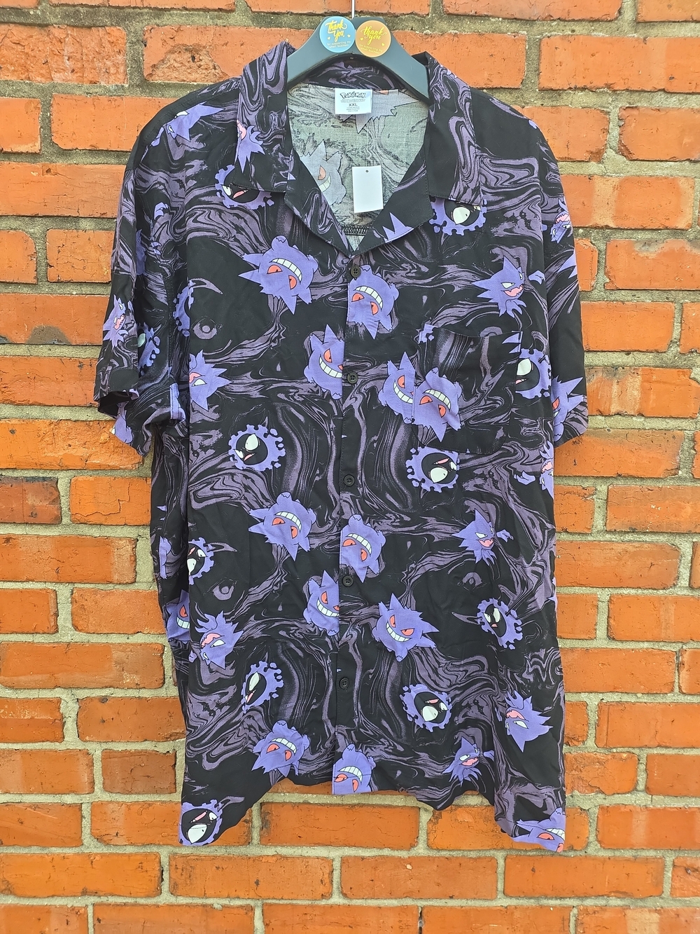 Pokemon Ghost Type Allover Print Unisex XXL Woven Button-Up Shirt NWT (Z1)